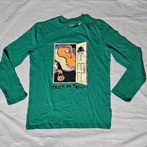 Old Navy Trick or Treat Long-Sleeve Green Graphic T-Shirt for Boys XL New
